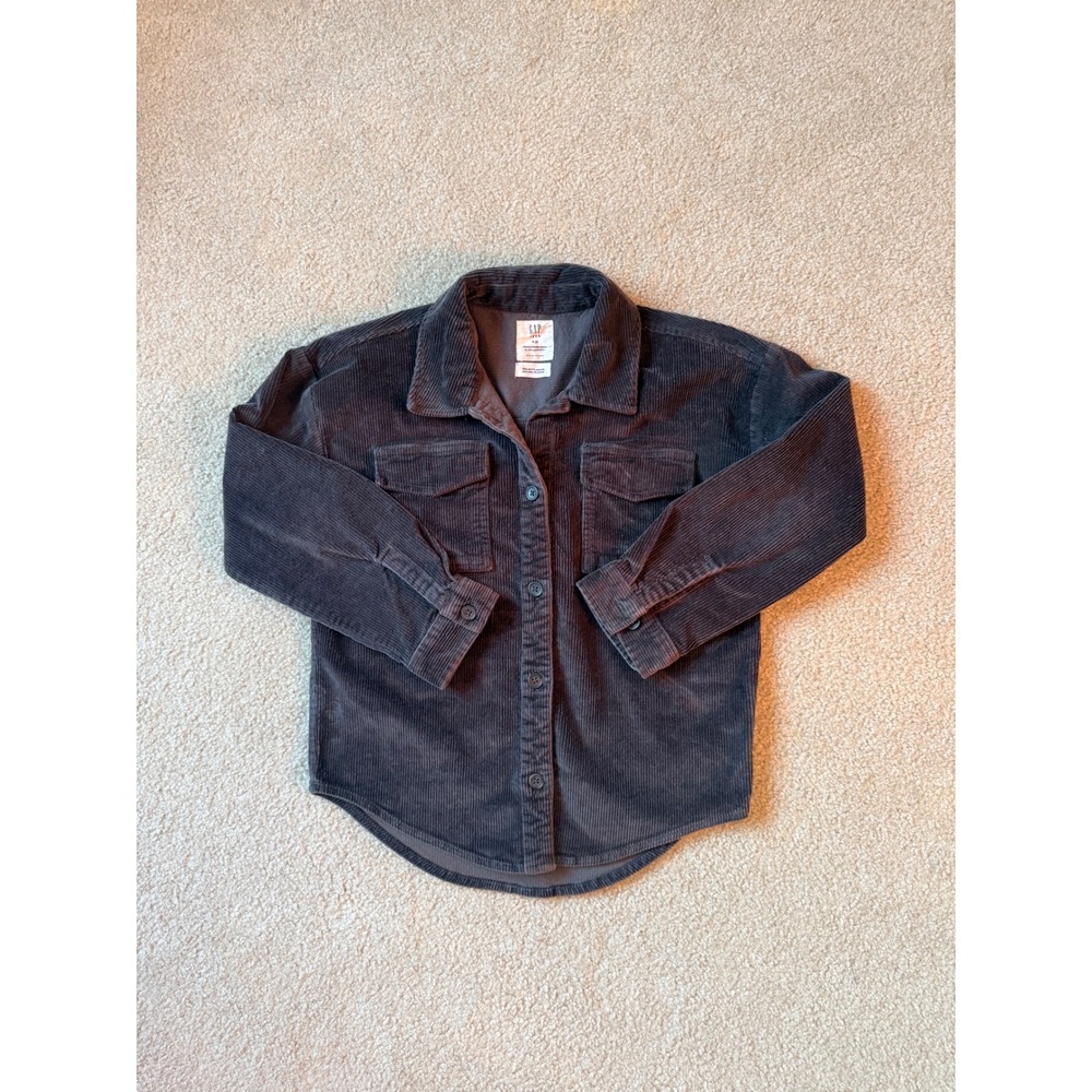 Gap Teen Girls 8 Black Corduroy Shacket Button Front Overshirt